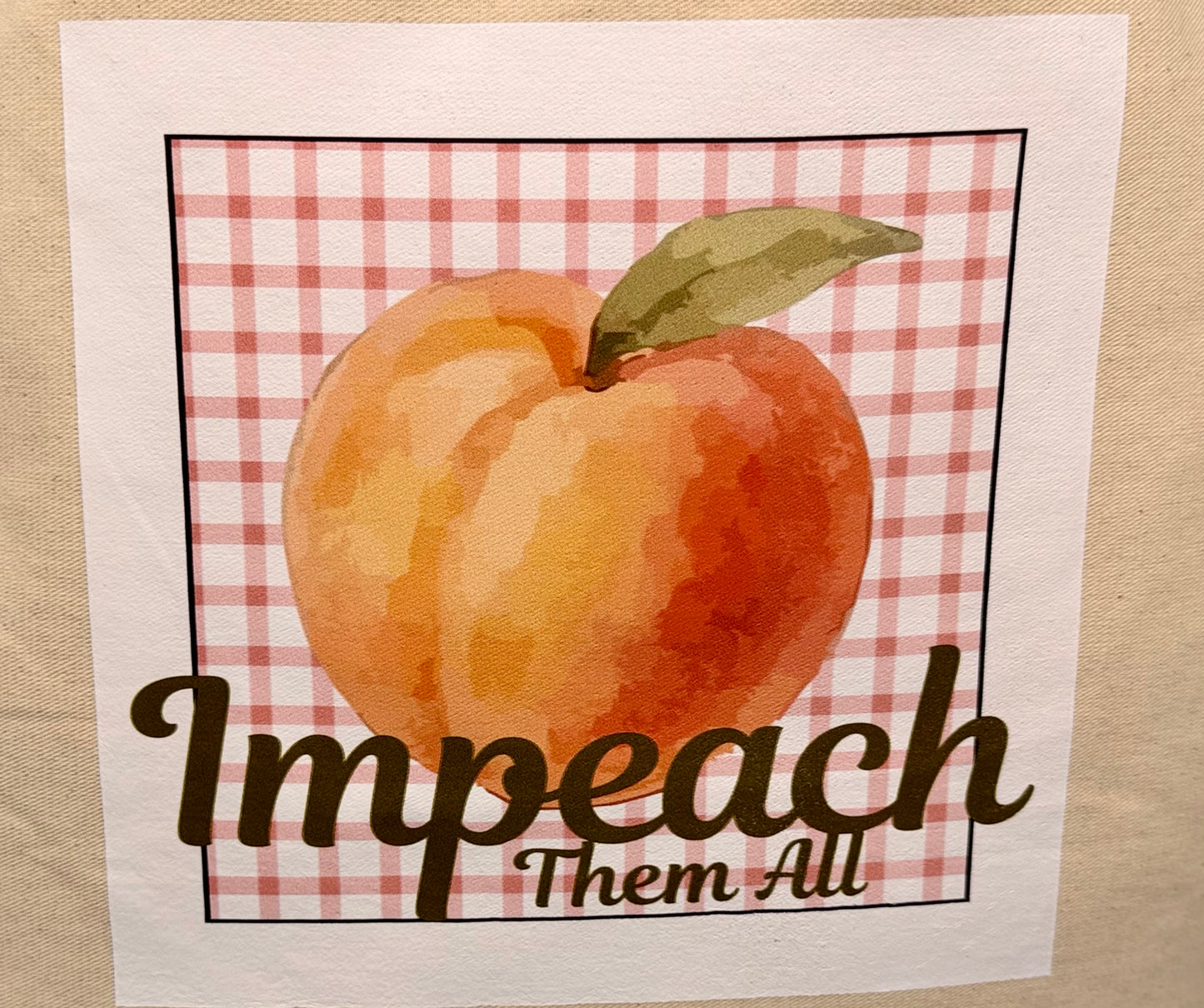 "Impeach Them All" X-Large Canvas Tote Mauve Gingham