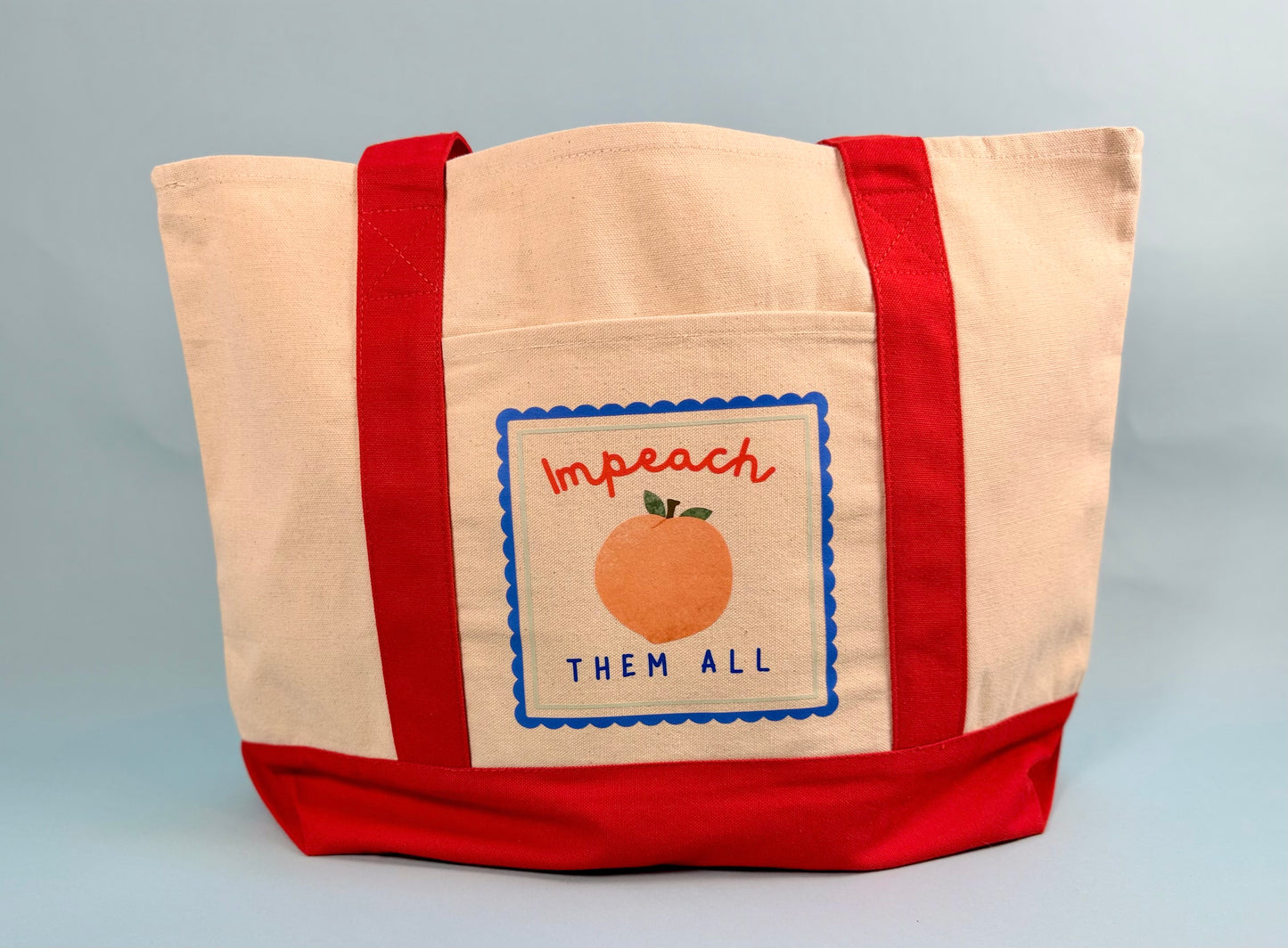 "Impeach Them All" Large Shopper Natural with Red Trim