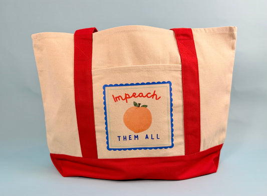 "Impeach Them All" Large Shopper Natural with Red Trim