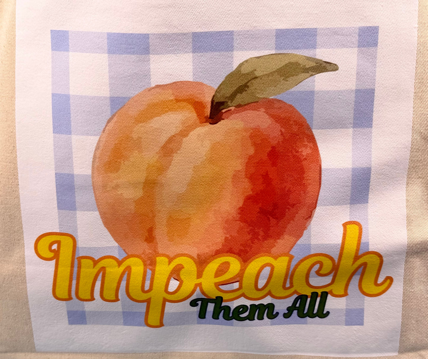 "Impeach Them All" X-Large Canvas Tote Lt Blue Gingham