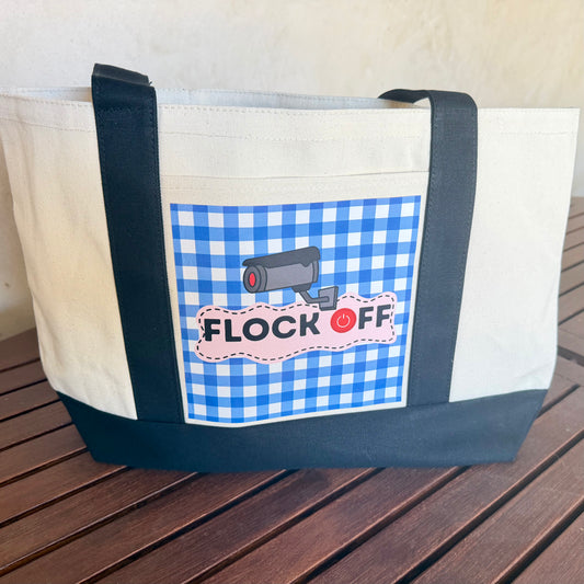 Flock Off Large Shopper Tote Natural with Black Trim