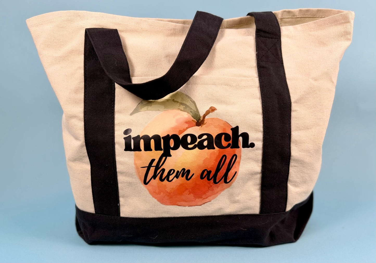 "Impeach Them All" Large Shopper Natural with Black Trim