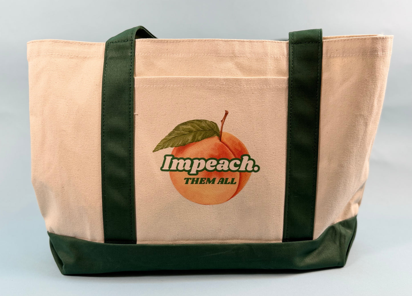"Impeach Them All Large" Shopper Natural with Green Trim