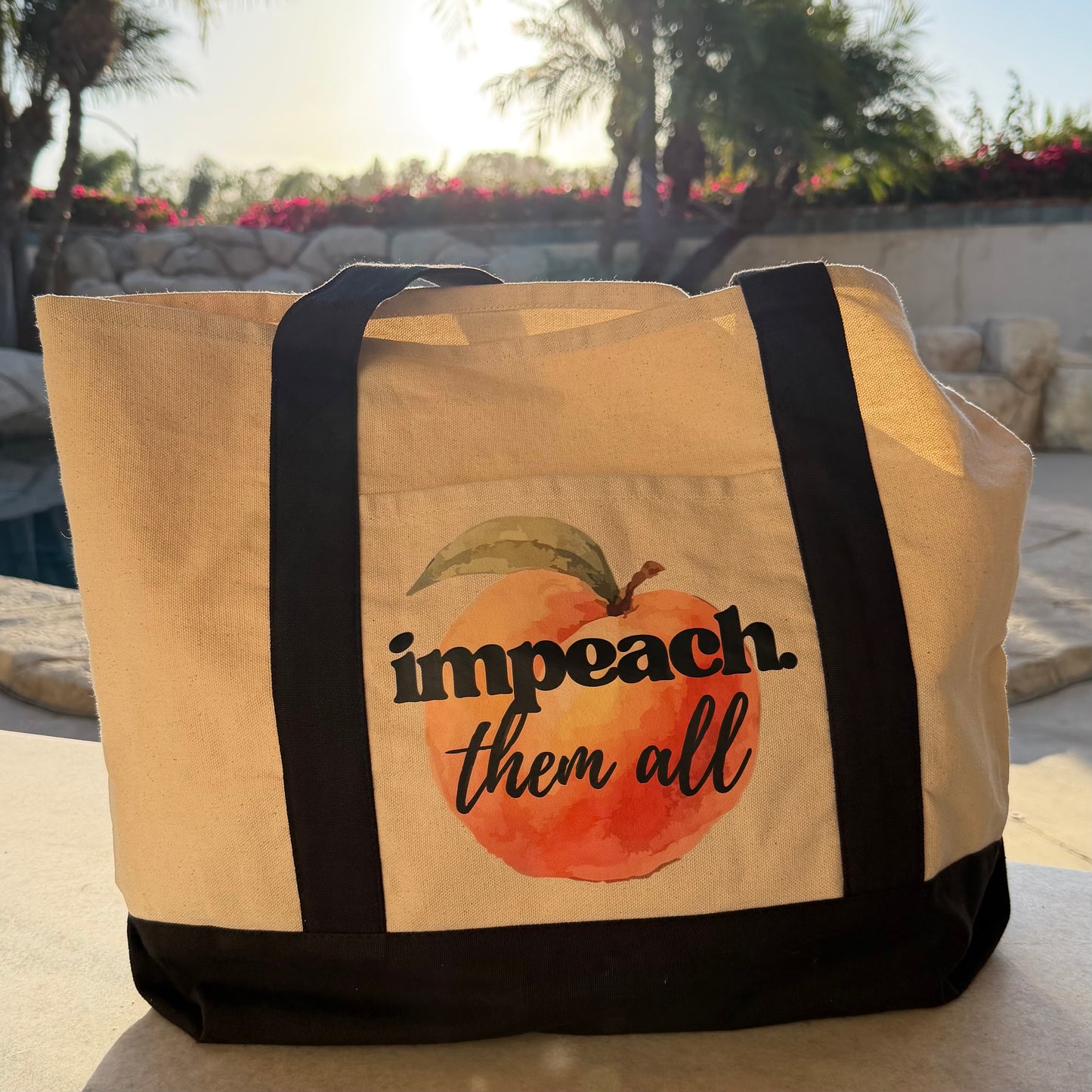"Impeach Them All" Large Shopper Natural with Black Trim