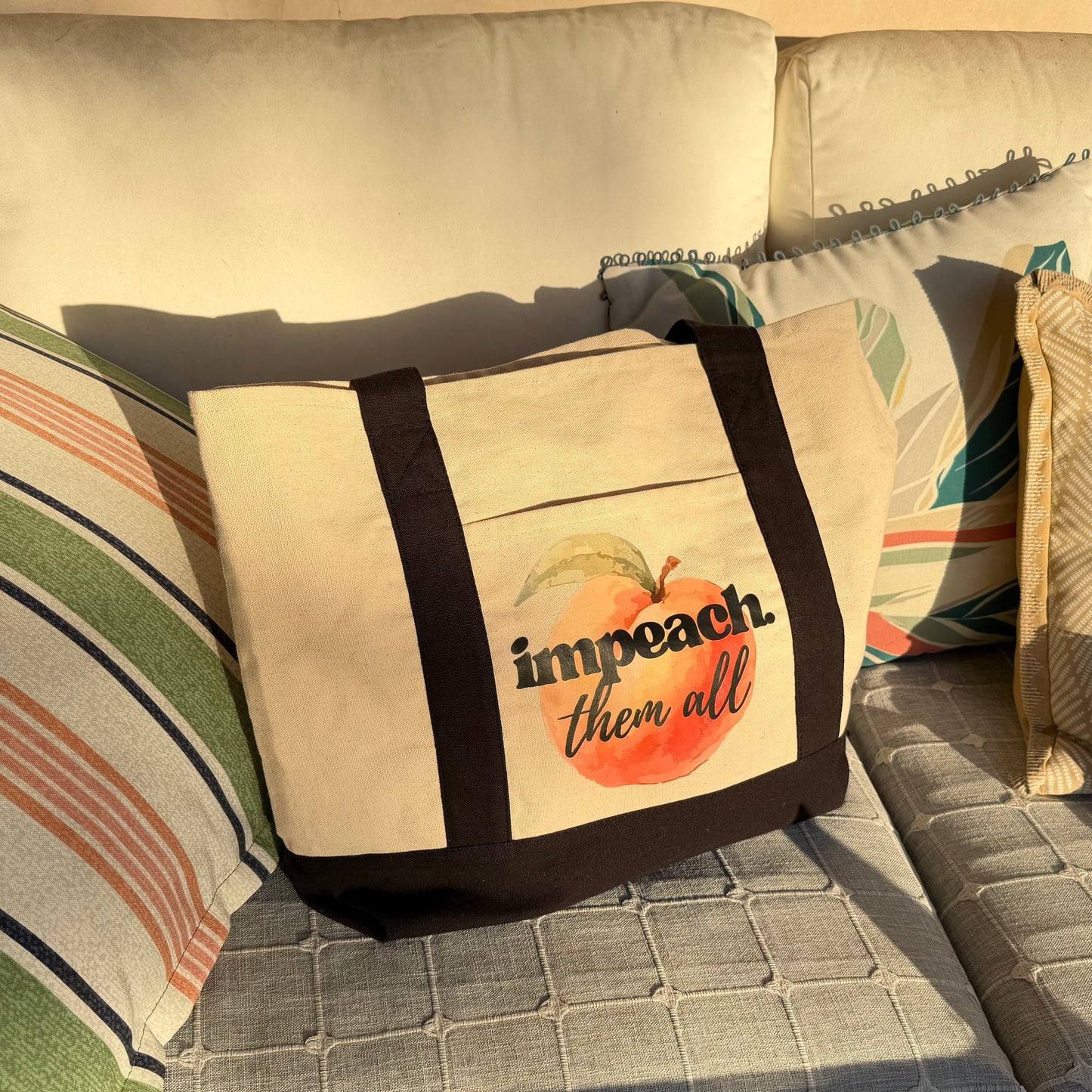 "Impeach Them All" Large Shopper Natural with Black Trim