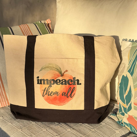 "Impeach Them All" Large Shopper Natural with Black Trim
