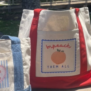 "Impeach Them All" Large Shopper Natural with Red Trim